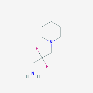 molecular formula C8H16F2N2 B13164029 2,2-Difluoro-3-(piperidin-1-yl)propan-1-amine 
