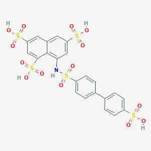 molecular formula C22H17NO14S5 B131641 1,3,6-Naphthalenetrisulfonic acid, 8-(((4'-sulfo(1,1'-biphenyl)-4-yl)sulfonyl)amino)- CAS No. 144790-77-2