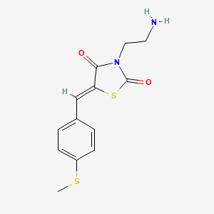 molecular formula C13H14N2O2S2 B13164216 3-(2-Aminoethyl)-5-{[4-(methylsulfanyl)phenyl]methylidene}-1,3-thiazolidine-2,4-dione 
