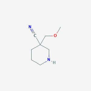 molecular formula C8H14N2O B13164260 3-(Methoxymethyl)piperidine-3-carbonitrile 
