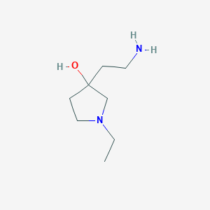 molecular formula C8H18N2O B13164972 3-(2-Aminoethyl)-1-ethylpyrrolidin-3-ol 