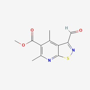 molecular formula C11H10N2O3S B13165034 Methyl 3-formyl-4,6-dimethyl-[1,2]thiazolo[5,4-b]pyridine-5-carboxylate 