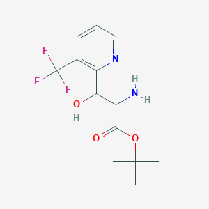 molecular formula C13H17F3N2O3 B13165041 tert-Butyl 2-amino-3-hydroxy-3-[3-(trifluoromethyl)pyridin-2-yl]propanoate 