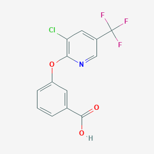 molecular formula C13H7ClF3NO3 B1316508 3-{[3-Chloro-5-(trifluoromethyl)pyridin-2-yl]oxy}benzoic acid CAS No. 77529-22-7