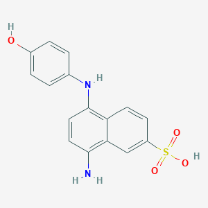molecular formula C16H14N2O4S B131655 2-萘磺酸，8-氨基-5-((4-羟苯基)氨基)- CAS No. 6357-75-1