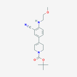 molecular formula C20H27N3O3 B13167786 tert-Butyl 4-{3-cyano-4-[(2-methoxyethyl)amino]phenyl}-1,2,3,6-tetrahydropyridine-1-carboxylate 