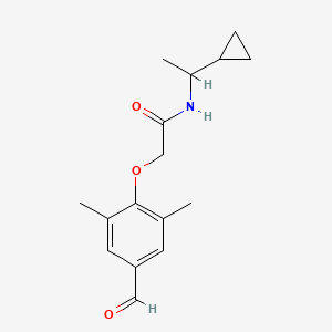 molecular formula C16H21NO3 B13168359 N-(1-cyclopropylethyl)-2-(4-formyl-2,6-dimethylphenoxy)acetamide 