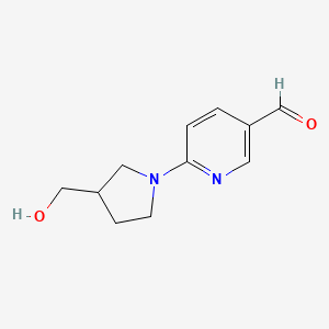 molecular formula C11H14N2O2 B13168618 6-[3-(Hydroxymethyl)pyrrolidin-1-YL]pyridine-3-carbaldehyde 