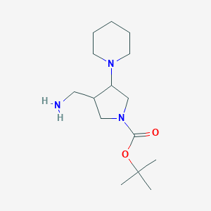 molecular formula C15H29N3O2 B13168656 Tert-butyl 3-(aminomethyl)-4-(piperidin-1-yl)pyrrolidine-1-carboxylate 