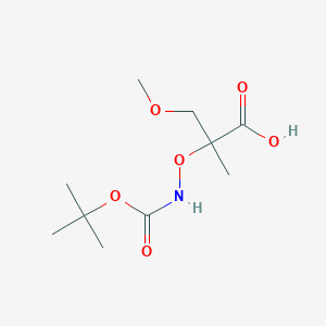 molecular formula C10H19NO6 B13168724 2-({[(Tert-butoxy)carbonyl]amino}oxy)-3-methoxy-2-methylpropanoic acid 