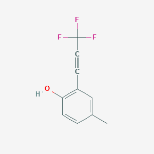 molecular formula C10H7F3O B13168731 4-Methyl-2-(trifluoroprop-1-YN-1-YL)phenol 