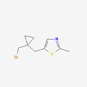 molecular formula C9H12BrNS B13168793 5-([1-(Bromomethyl)cyclopropyl]methyl)-2-methyl-1,3-thiazole 