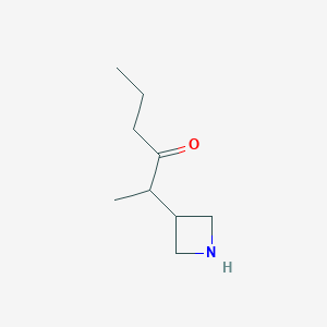 molecular formula C9H17NO B13168861 2-(Azetidin-3-YL)hexan-3-one 