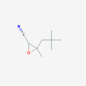 molecular formula C9H15NO B13168981 3-(2,2-Dimethylpropyl)-3-methyloxirane-2-carbonitrile 