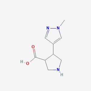 molecular formula C9H13N3O2 B13169054 4-(1-methyl-1H-pyrazol-4-yl)pyrrolidine-3-carboxylic acid 