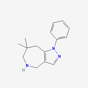 molecular formula C15H19N3 B13169084 7,7-Dimethyl-1-phenyl-1H,4H,5H,6H,7H,8H-pyrazolo[4,3-c]azepine 
