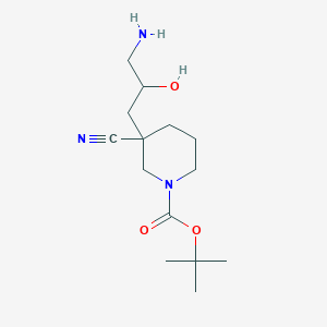 molecular formula C14H25N3O3 B13169411 tert-Butyl 3-(3-amino-2-hydroxypropyl)-3-cyanopiperidine-1-carboxylate 