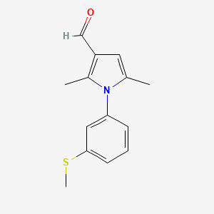 molecular formula C14H15NOS B13169420 2,5-dimethyl-1-[3-(methylthio)phenyl]-1H-pyrrole-3-carbaldehyde CAS No. 923716-19-2