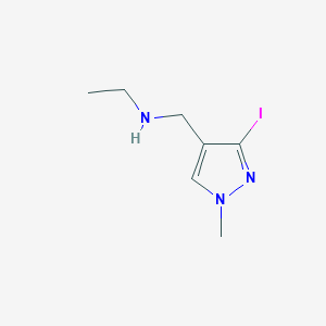 molecular formula C7H12IN3 B13169425 Ethyl[(3-iodo-1-methyl-1H-pyrazol-4-yl)methyl]amine 