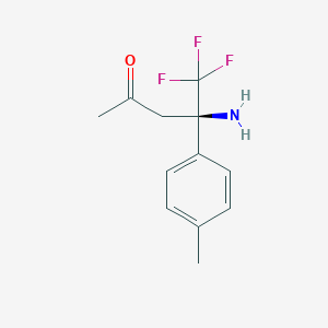 molecular formula C12H14F3NO B13169521 (4R)-4-amino-5,5,5-trifluoro-4-(4-methylphenyl)pentan-2-one 