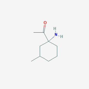 molecular formula C9H17NO B13169778 1-(1-Amino-3-methylcyclohexyl)ethan-1-one 