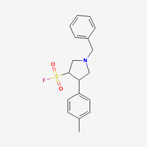 molecular formula C18H20FNO2S B13170037 1-Benzyl-4-(4-methylphenyl)pyrrolidine-3-sulfonyl fluoride 
