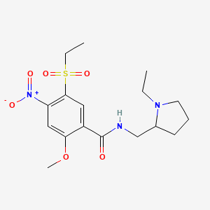 molecular formula C17H25N3O6S B13170309 N-((1-Ethylpyrrolidin-2-yl)methyl)-5-(ethylsulfonyl)-2-methoxy-4-nitrobenzamide CAS No. 79893-23-5