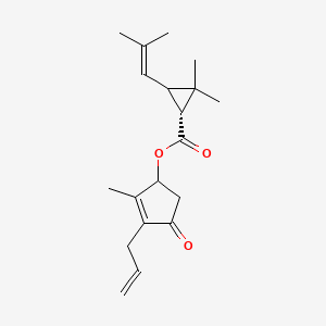 molecular formula C19H26O3 B1317032 Cyclopropanecarboxylic acid, 2,2-dimethyl-3-(2-methyl-1-propenyl)-, 2-methyl-4-oxo-3-(2-propenyl)-2-cyclopenten-1-yl ester, (1R)- CAS No. 231937-89-6