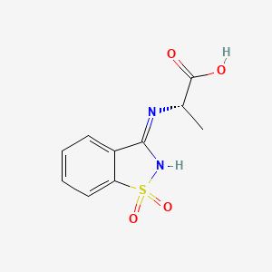 molecular formula C10H10N2O4S B13170497 (2S)-2-[(1,1-dioxo-1,2-benzothiazol-3-yl)amino]propanoic acid 