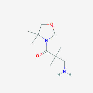 molecular formula C10H20N2O2 B13170565 3-Amino-1-(4,4-dimethyl-1,3-oxazolidin-3-yl)-2,2-dimethylpropan-1-one 