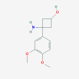 molecular formula C12H17NO3 B13170588 3-Amino-3-(3,4-dimethoxyphenyl)cyclobutan-1-ol 