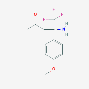 molecular formula C12H14F3NO2 B13170716 (4S)-4-amino-5,5,5-trifluoro-4-(4-methoxyphenyl)pentan-2-one 