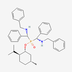molecular formula C38H47N2O2P B13170778 (1R,2S,5R)-2-isopropyl-5-methylcyclohexyl bis[(R)-(benzylamino)(phenyl)methyl]phosphinate 