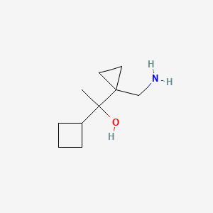 molecular formula C10H19NO B13171105 1-[1-(Aminomethyl)cyclopropyl]-1-cyclobutylethan-1-ol 