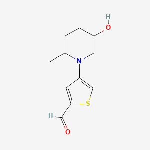 molecular formula C11H15NO2S B13171143 4-(5-Hydroxy-2-methylpiperidin-1-yl)thiophene-2-carbaldehyde 