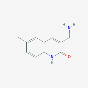 molecular formula C11H12N2O B13171208 3-(Aminomethyl)-6-methyl-1,2-dihydroquinolin-2-one 