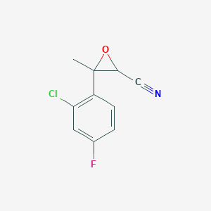 molecular formula C10H7ClFNO B13171318 3-(2-Chloro-4-fluorophenyl)-3-methyloxirane-2-carbonitrile 