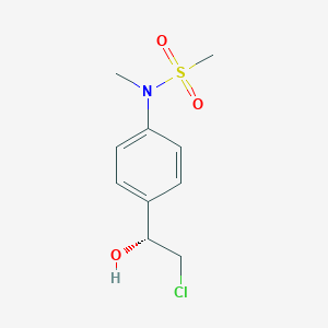 molecular formula C10H14ClNO3S B13171429 N-{4-[(1R)-2-chloro-1-hydroxyethyl]phenyl}-N-methylmethanesulfonamide 
