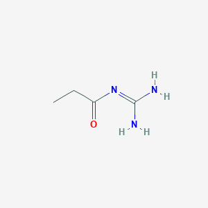 molecular formula C4H9N3O B13171486 N-carbamimidoylpropanamide 