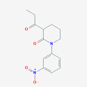 molecular formula C14H16N2O4 B13171545 1-(3-Nitrophenyl)-3-propanoylpiperidin-2-one 
