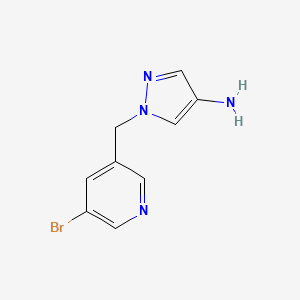 molecular formula C9H9BrN4 B13171657 1-[(5-Bromopyridin-3-yl)methyl]-1H-pyrazol-4-amine 