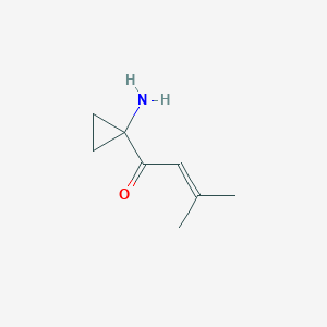 molecular formula C8H13NO B13171749 1-(1-Aminocyclopropyl)-3-methylbut-2-en-1-one 