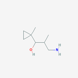 molecular formula C8H17NO B13171758 3-Amino-2-methyl-1-(1-methylcyclopropyl)propan-1-ol 