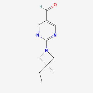 molecular formula C11H15N3O B13171764 2-(3-Ethyl-3-methylazetidin-1-yl)pyrimidine-5-carbaldehyde 