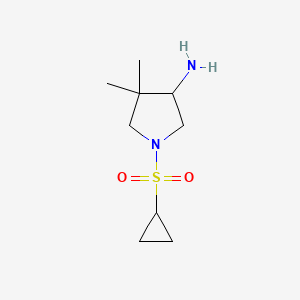 molecular formula C9H18N2O2S B13172062 1-(Cyclopropanesulfonyl)-4,4-dimethylpyrrolidin-3-amine 