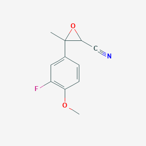 molecular formula C11H10FNO2 B13172169 3-(3-Fluoro-4-methoxyphenyl)-3-methyloxirane-2-carbonitrile 