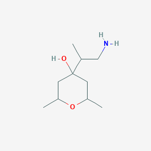 molecular formula C10H21NO2 B13172369 4-(1-Aminopropan-2-yl)-2,6-dimethyloxan-4-ol 