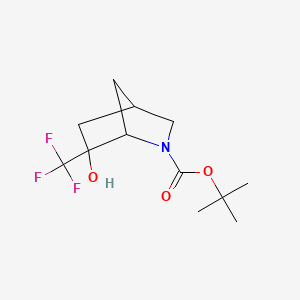molecular formula C12H18F3NO3 B13172683 Tert-butyl 6-hydroxy-6-(trifluoromethyl)-2-azabicyclo[2.2.1]heptane-2-carboxylate CAS No. 1251924-87-4