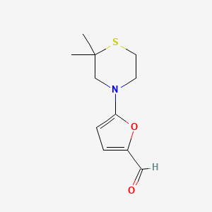 molecular formula C11H15NO2S B13172718 5-(2,2-Dimethylthiomorpholin-4-yl)furan-2-carbaldehyde 