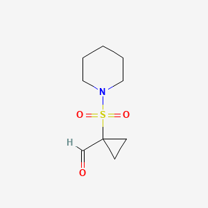molecular formula C9H15NO3S B13172745 1-(Piperidine-1-sulfonyl)cyclopropane-1-carbaldehyde 